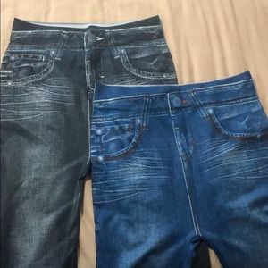 *SET OF 2* S/M Leggings w/ denim jean look *NWOT*